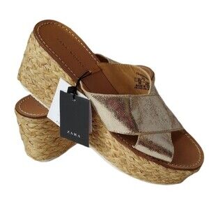 NWT Zara Jute Esprilladres Wedge Sandals